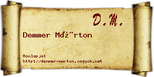 Demmer Márton névjegykártya